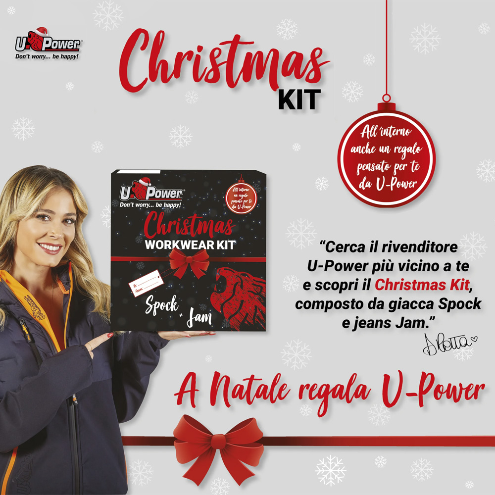 Xmas Kit Black Carbon Tg.XXL U-POWER - Giacca, Pantalone, Scaldacolllo e Guanti