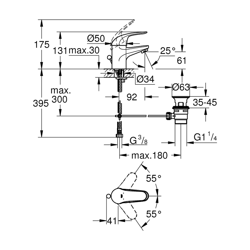 Miscelatore Monocomando per Lavabo Euroeco GROHE - Finitura Cromata