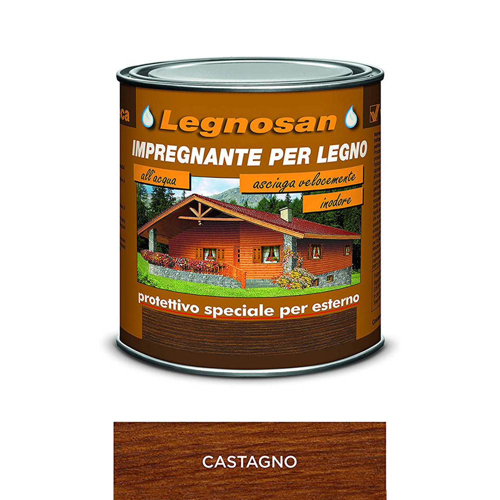 Impregnante all'Acqua per Legno Esterno Legnosan 750 ml VELECA - Castagno