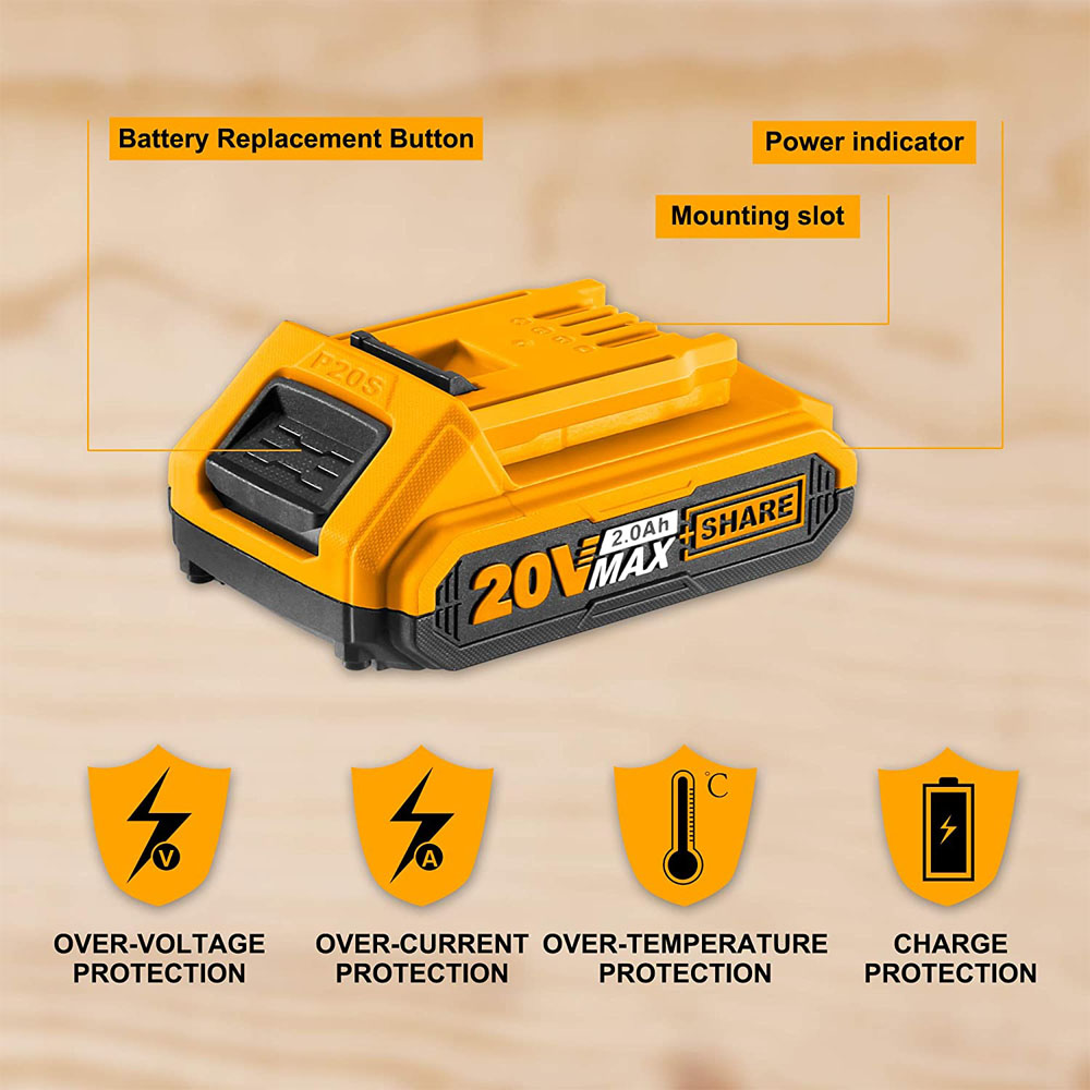 Batteria al Litio Ricaricabile 2.0 Ah 20V INGCO - per Elettroutensili P20S