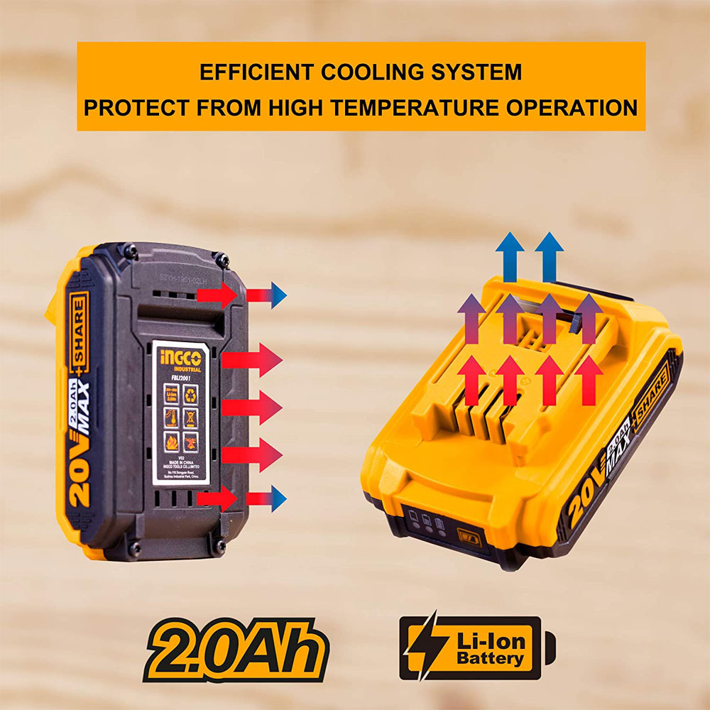 Batteria al Litio Ricaricabile 2.0 Ah 20V INGCO - per Elettroutensili P20S