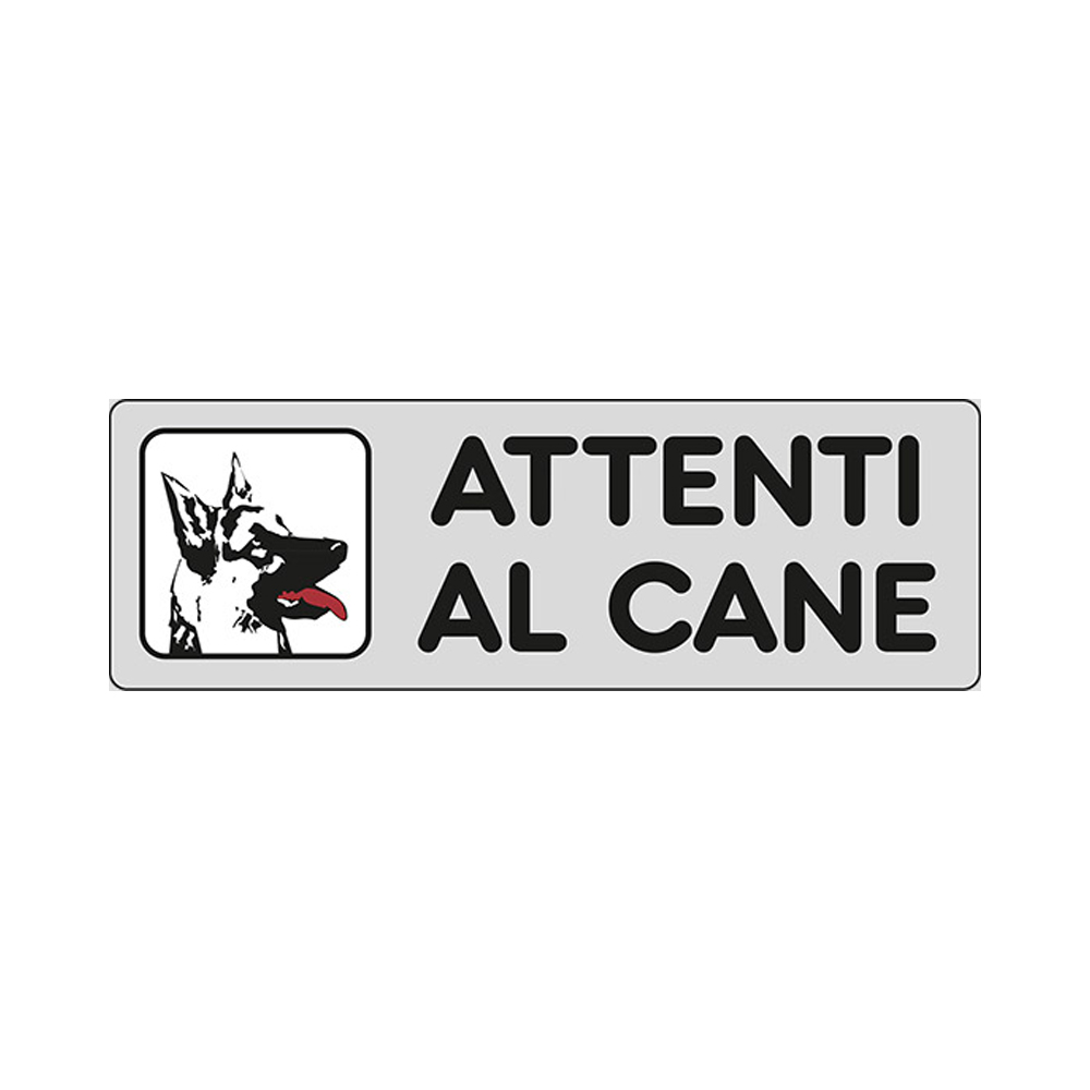 Cartello in Carta Autoadesiva 15x5 cm - ATTENTI AL CANE