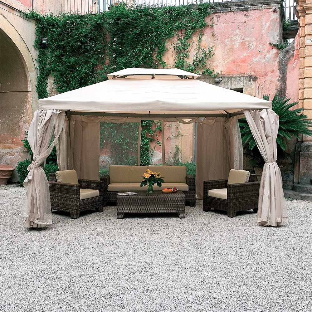 Gazebo in Alluminio Sahara 3x4 mt FERLIVING - Telo Colore Ecru