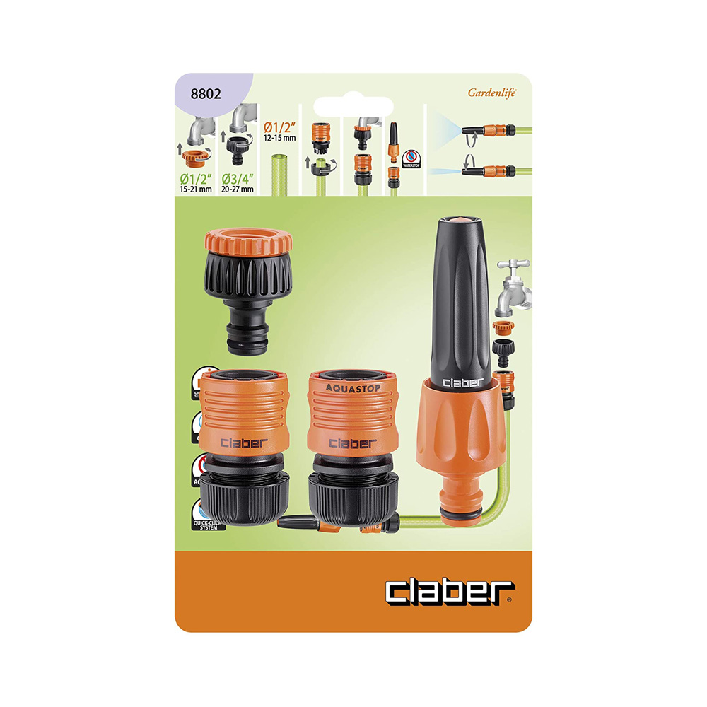 Starter Kit CLABER - Presa per Rubinetto, Lanciaspruzzo, Raccordi da 1/2 2 Pz