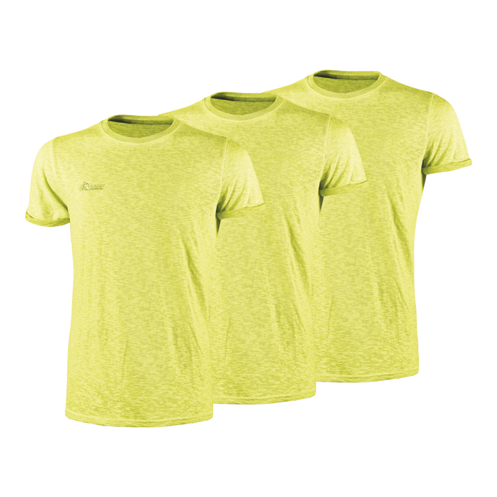 x3 T-Shirt Cotone Fiammato Enjoy Fluo Yellow U-POWER - Taglia L