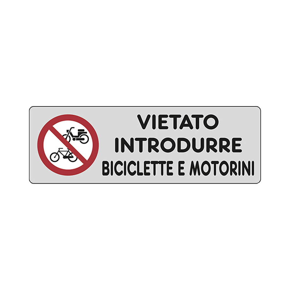 Cartello in Carta Autoadesiva 15x5 cm - VIETATO INTRODURRE BICICLETTE E MOTORINI