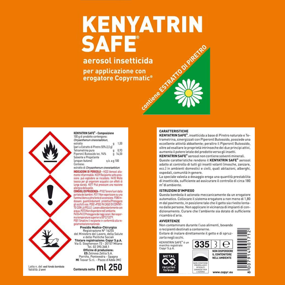 x6 Aerosol Insetticida Automatico Kenyatrin Safe COPYR 250 ml