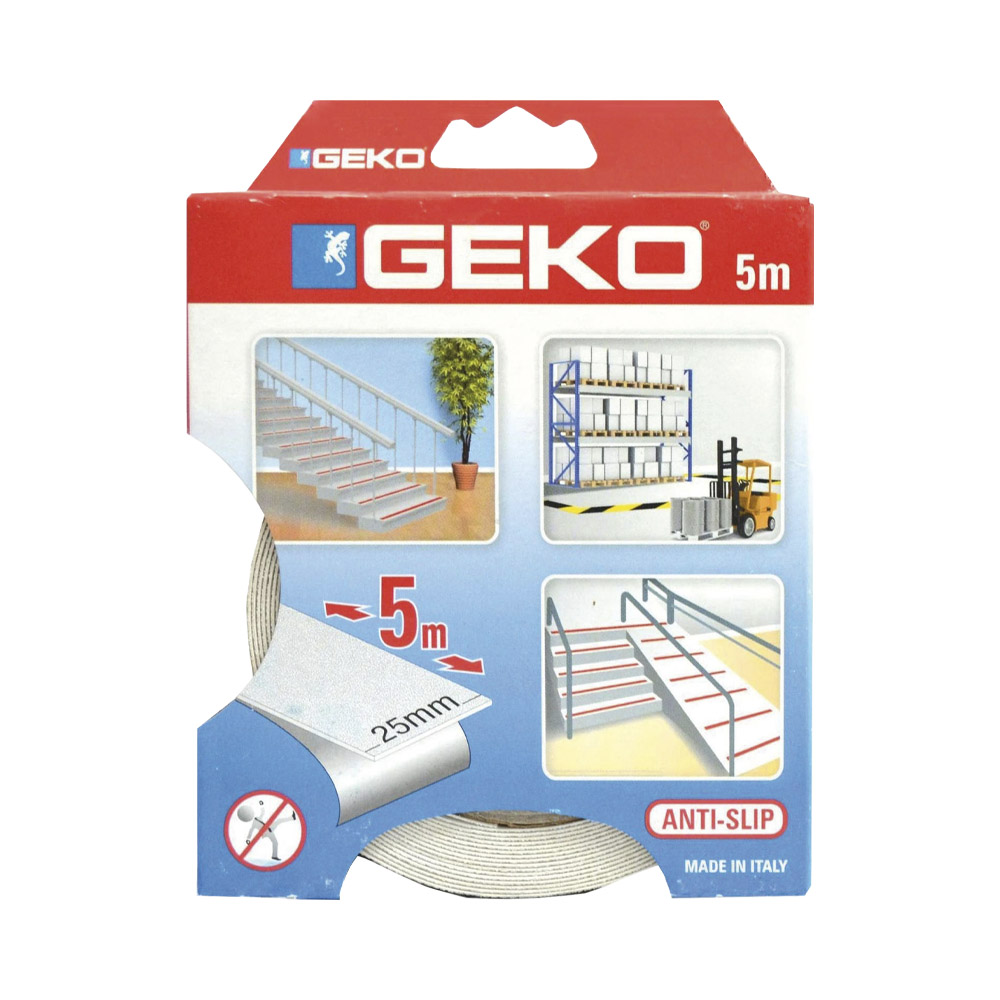 Nastro Adesivo Antisdrucciolo 25 mm x 5 mt GEKO Anti-Slip - Trasparente