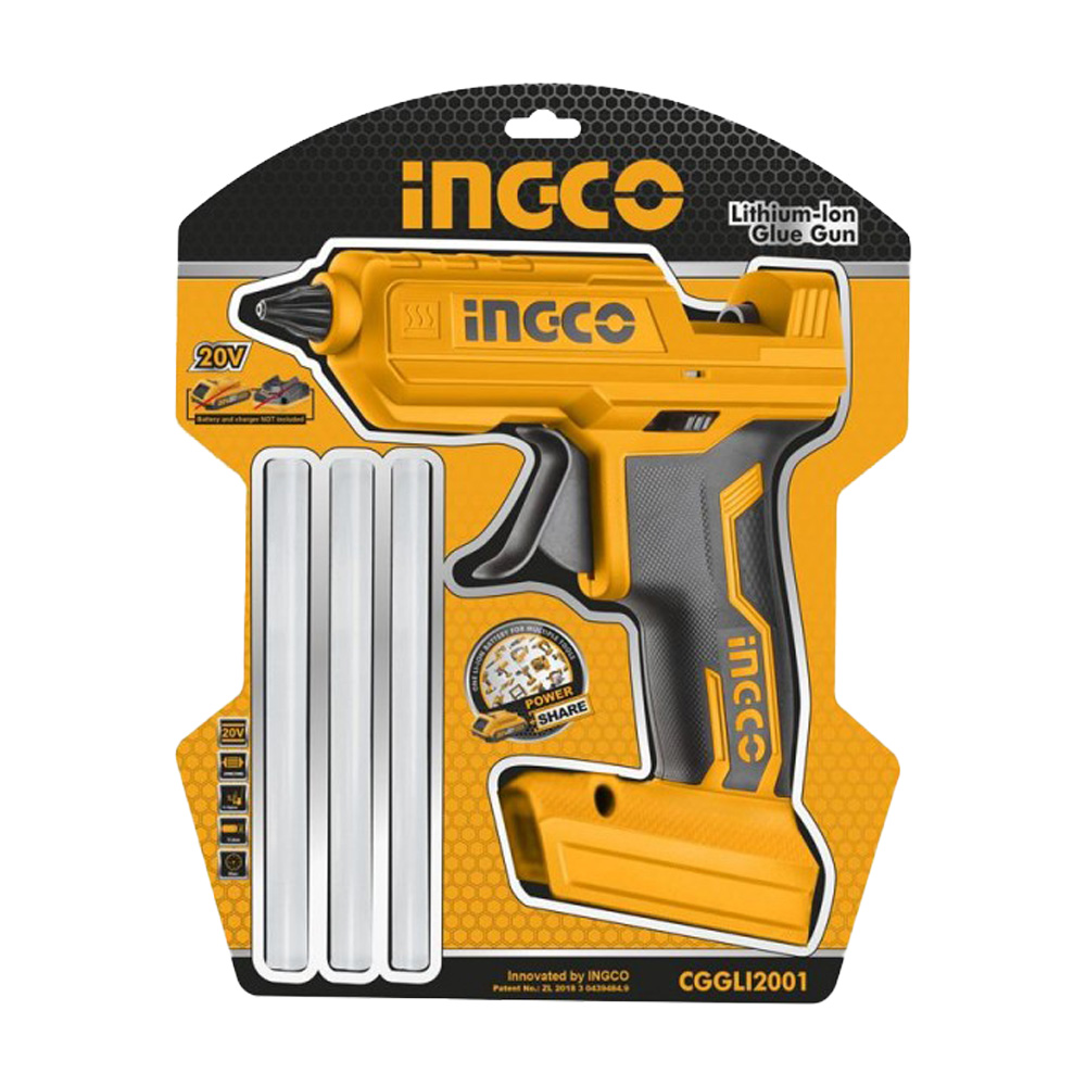 Pistola Termocollante a Batteria 20V INGCO - con 3 Stick di Colla