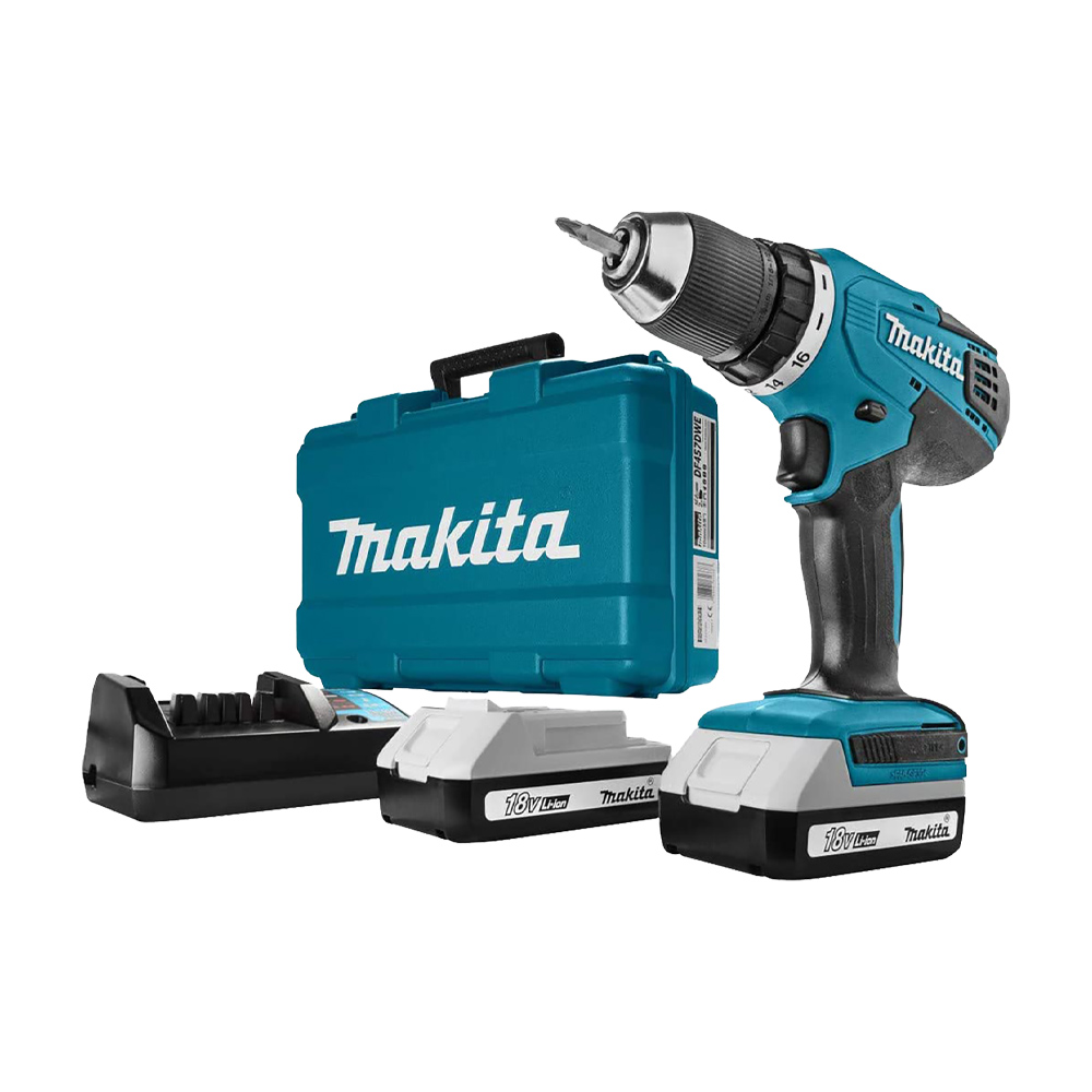 Trapano a Batteria 18V con Percussione MAKITA HP457DWE con 2 Batterie 1.5 AH