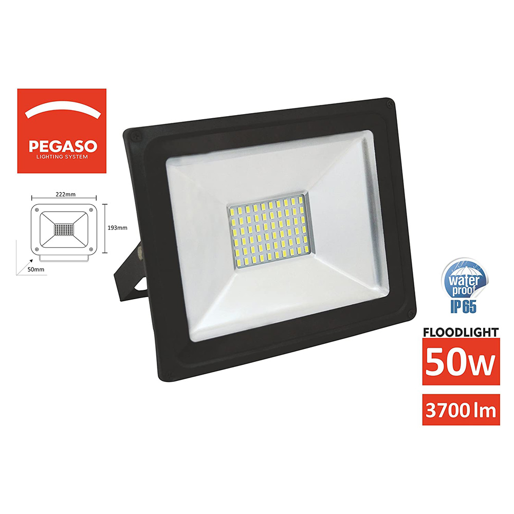 Faretto LED 50W PEGASO 2 Pezzi - Luce Fredda 6000K - 20.000 Ore di Lavoro - IP65