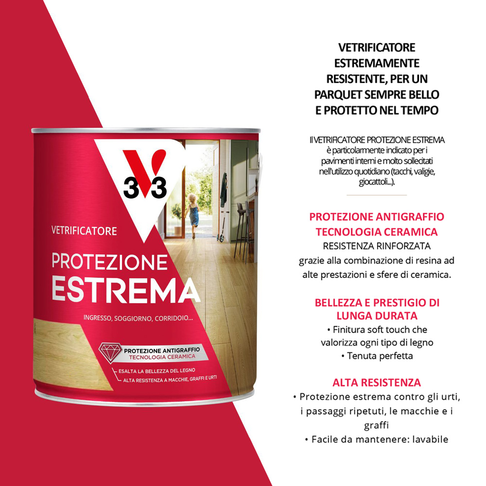 Vetrificatore per Parquet Protezione Estrema 750 ml V33 - Aspetto Cerato