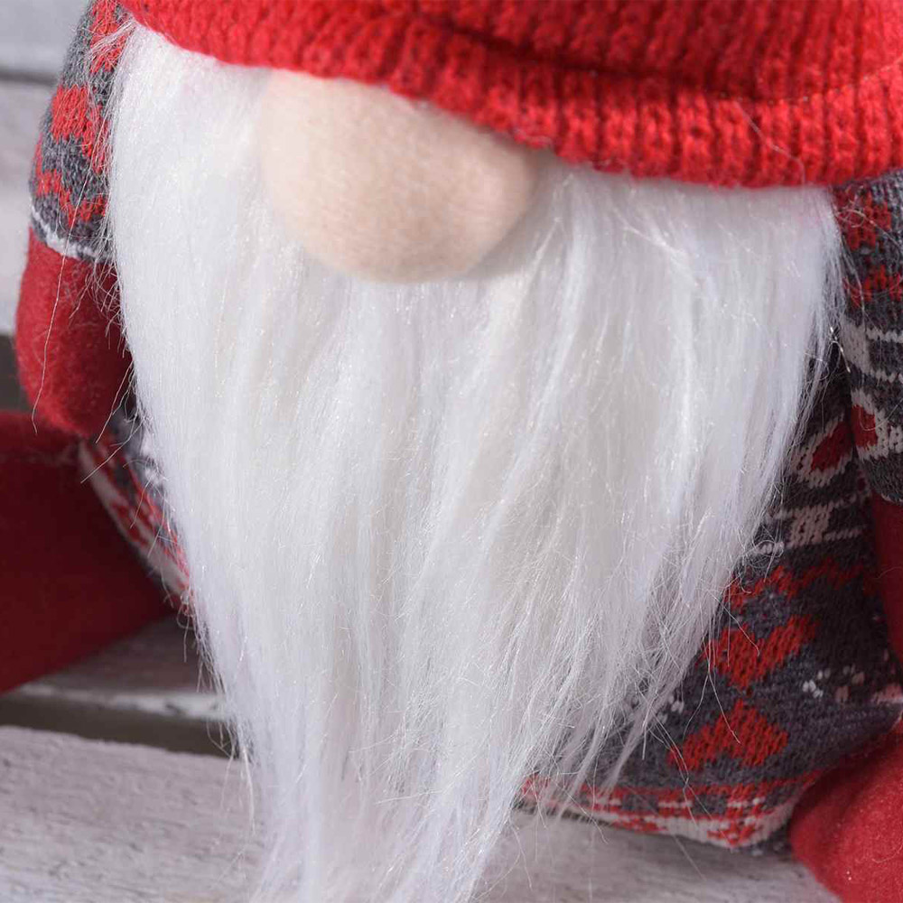 Peluche in Stoffa di Babbo Natale Gnomo con Maglione e Cappello FERCOLOR 38h cm