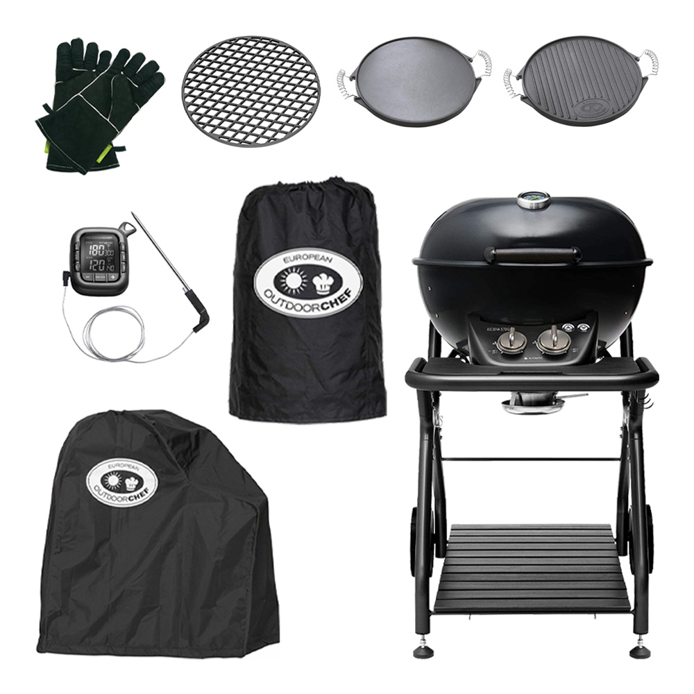 Barbecue a Gas Ascona 570G All Black OUTDOORCHEF - Set 7 Pezzi