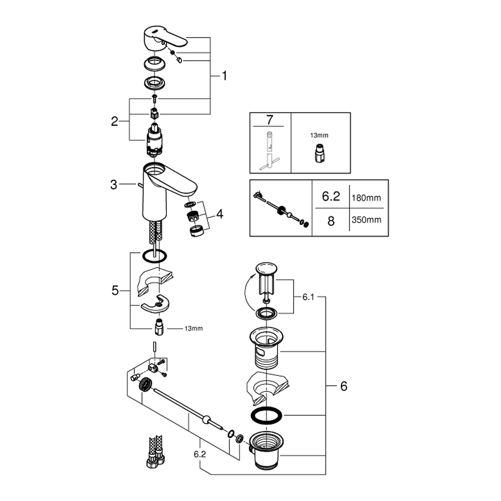 Miscelatore Monocomando per Lavabo Bauedge GROHE - Finitura Cromata