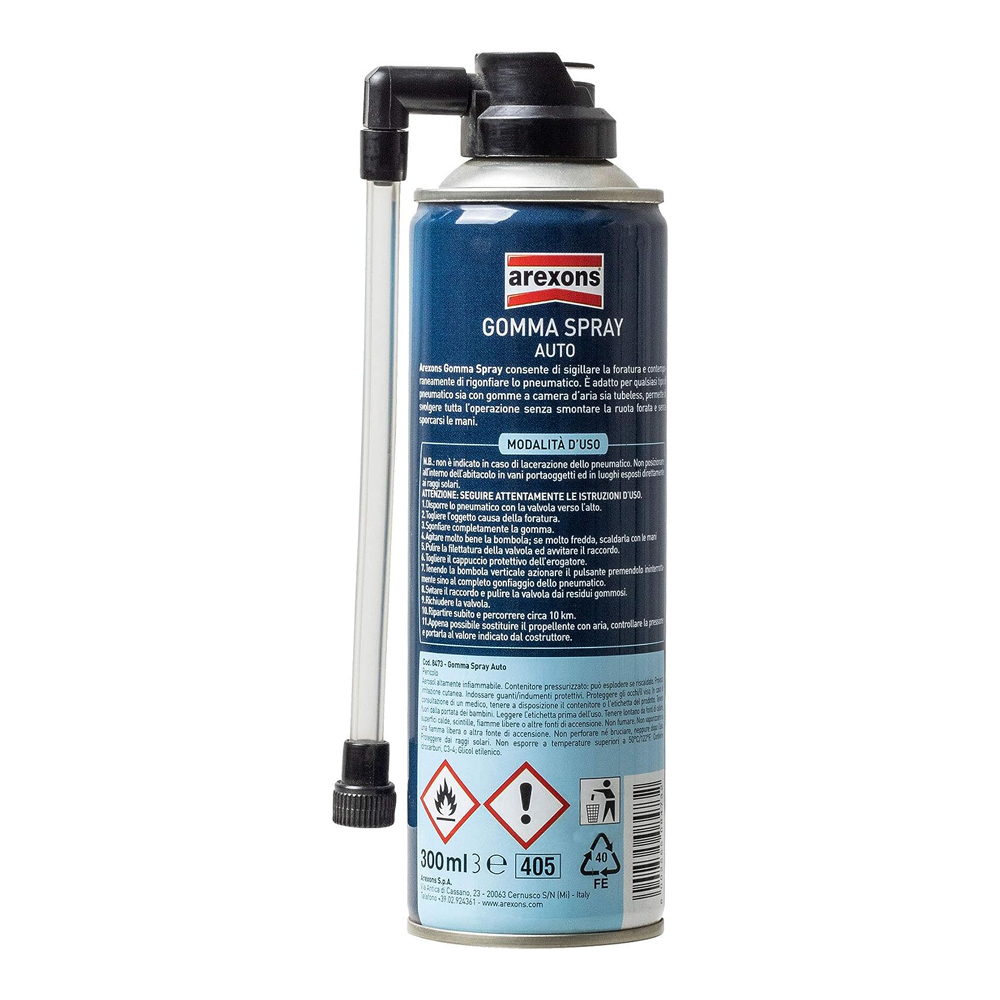 Gomma Spray 300 ml AREXONS - Gonfia e Ripara Pneumatici di Auto e Moto