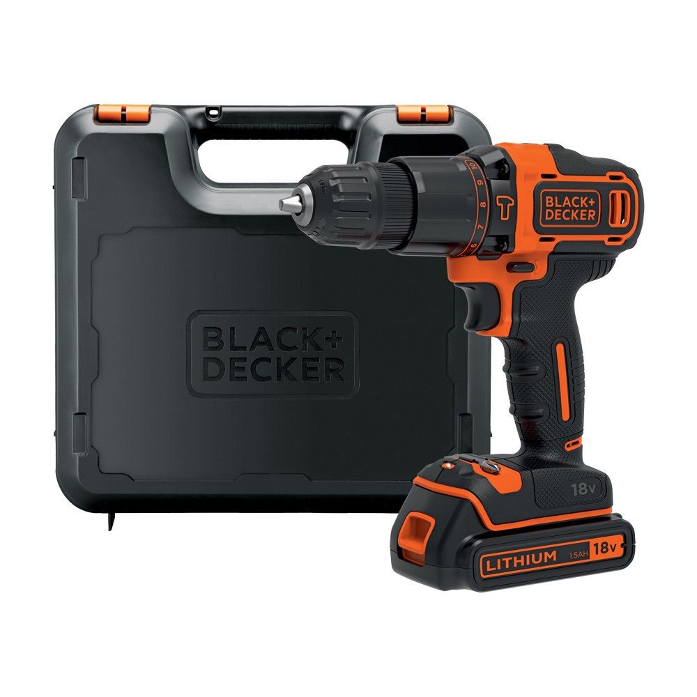 Trapano con Percussione 18V 1.5 Ah BLACK DECKER - con 1 Batteria e Valigetta