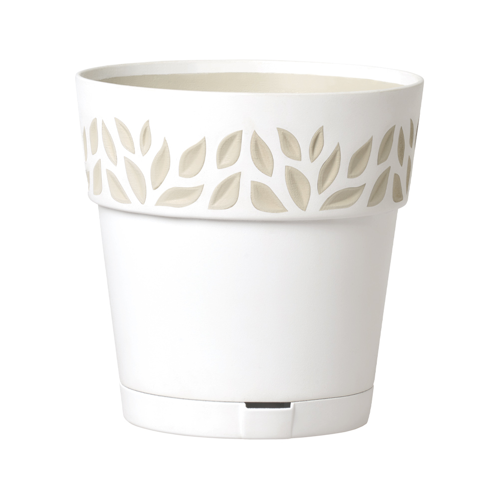 Vaso in PVC Cloe Tondo 20x19 cm STEFANPLAST - Bianco e Travertino