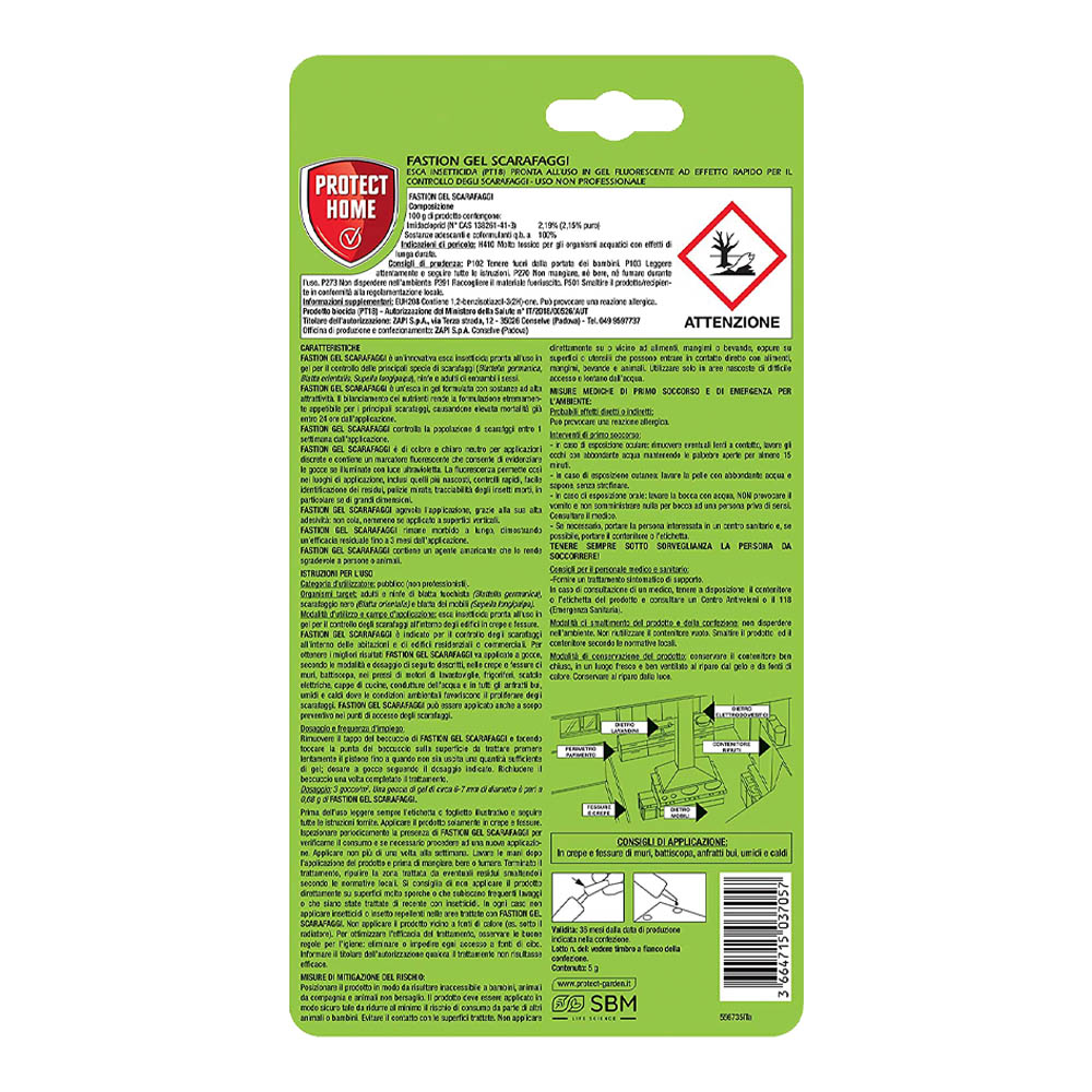 Esca Insetticida Fastion Gel Scarafaggi PROTECT HOME - Siringa da 5 gr