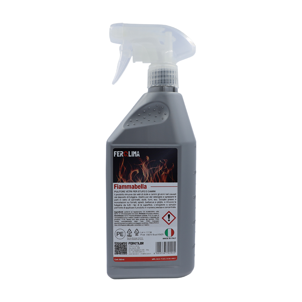 Detergente per Stufe e Camini 500 ml FIAMMABELLA - Rimuove Sporco e Fuliggine