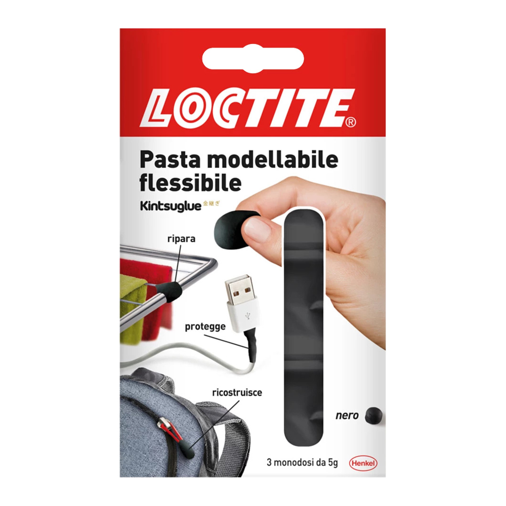 Pasta Adesiva Modellabile, Forte e Flessibile Kintsuglue Nera LOCTITE 3X5 g