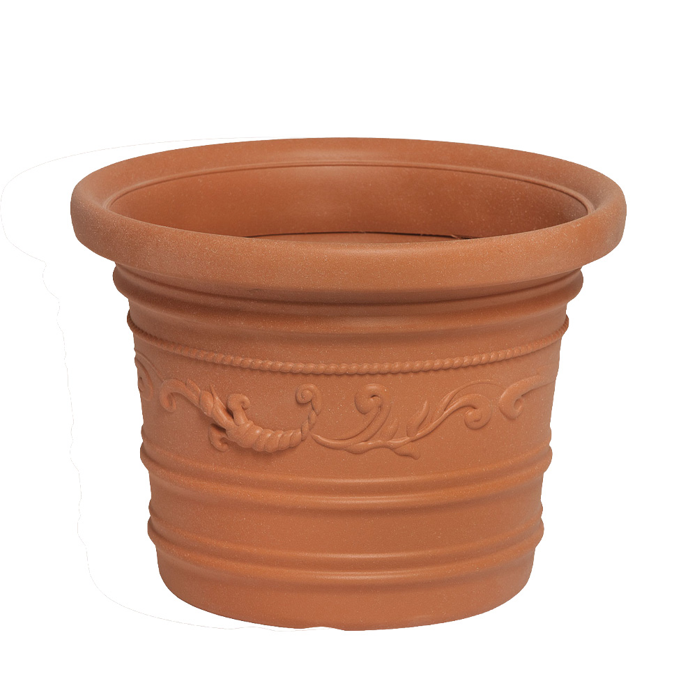 Vaso Festonato Circolare in Resina Rosso Terracotta FERLIVING - 45x35h cm