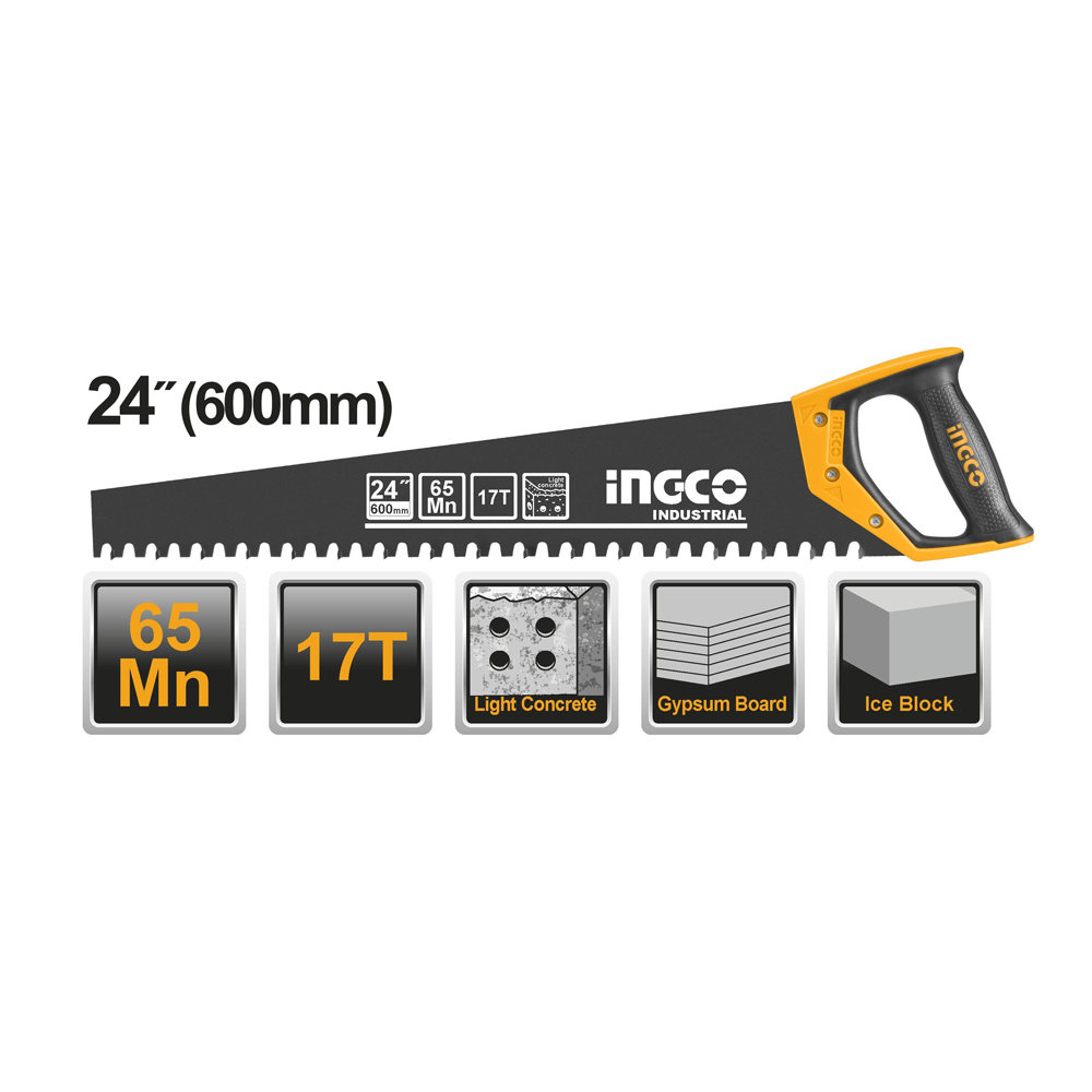Sega per Cartongesso-Cemento-Ghiaccio 600 mm INGCO - Lama a 17 Denti