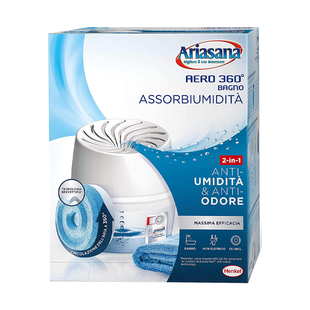 Assorbiumidità Ricaricabile Kit Aero 360° Bagno ARIASANA 450 g