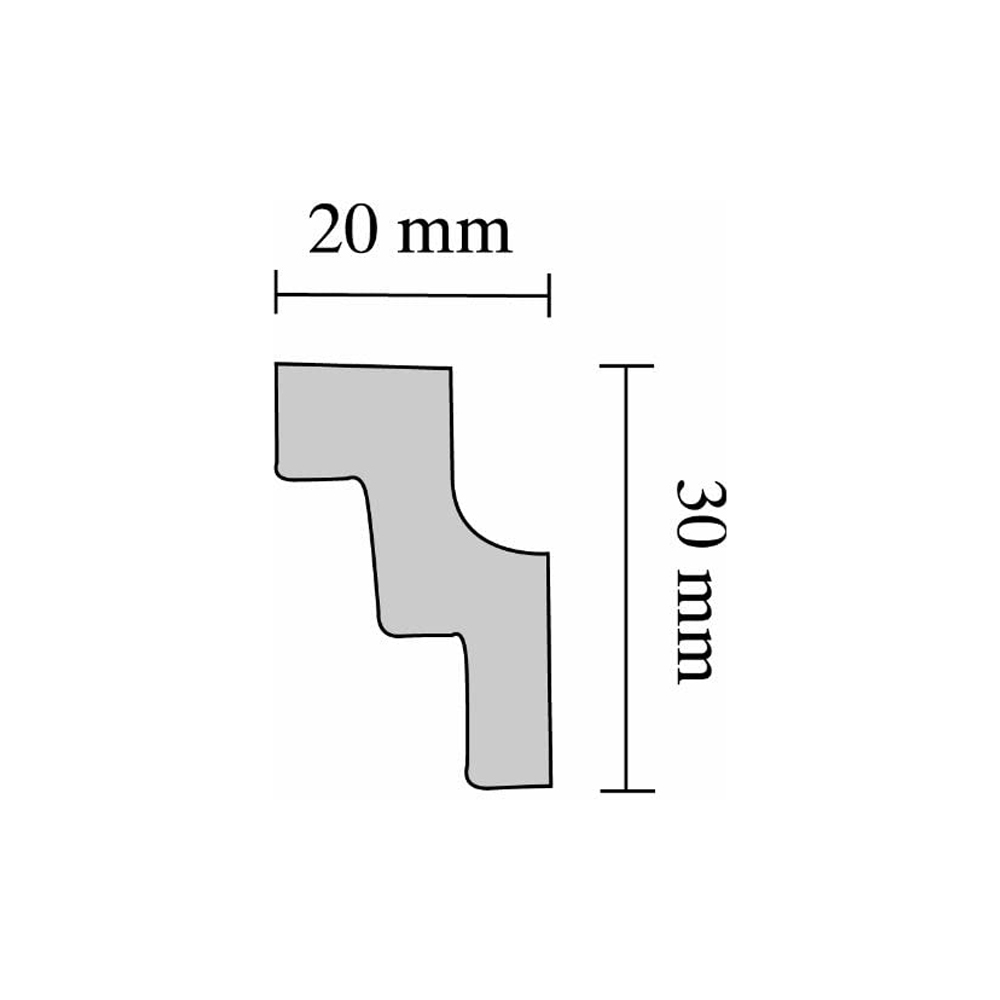 Cornice in Polistirene Estruso T30 20 x 30 mm DECOSA - 2 Metri Lineari